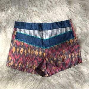 Aztec Chambray Seersucker high waisted boho shorts